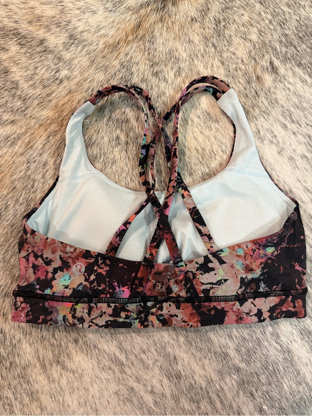 lululemon athletica energy Floral Splash Strappy Sports Bra - Black, Pink, Mint